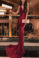 Trumpet/Mermaid Sleeveless V-neck Sweep Train Ruffles Sequins Dresses LPD18