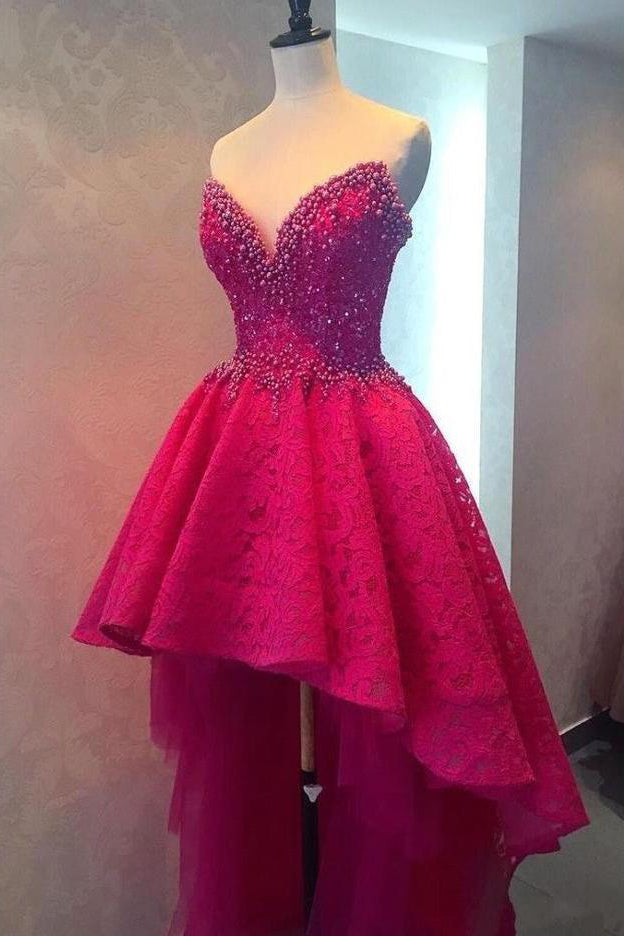 Sparkly Burgundy High Low Homecoming Dresses Lace Short Prom Dress Par cathyprom Sparkly Burgundy High Low Homecoming Dresses Lace Short Prom Dress Par cathyprom