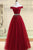 Cheap A Line Off-the-shoulder Floor-length Sleeveless Long Burgundy Tulle Prom Dress Evening Dress OHC124 | Cathyprom