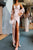 Sexy Mermaid Spaghetti Straps Floor Length Backless Slit Long Satin Prom Dress OHC533