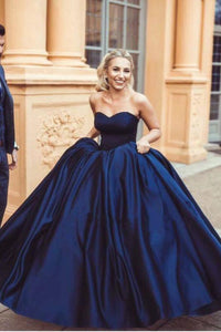 Chic Ball Gown Sweetheart Floor Length Sleeveless Long Satin Prom Dress/Evening Dress  OHC133 | Cathyprom