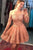 A Line Off the Shoulder Long Sleeves Homecoming Dresses with Appliques OHM026 | Cathyprom