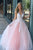 A-Line V-Neck Floor-Length Pink Prom Dress with Appliques Pearls OVR002 | Cathyprom