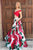 Two Piece Off-the-Shoulder Floor-Length Floral Prom Dress with Pockets D8