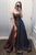 A Line Scoop Spaghetti Straps Sweep Train Slit Long Sequins Prom Dresses OHC544