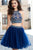Sparkly Two Piece Halter Sleeveless Rhinestone Beading Chic Tulle Homecoming Party Dresses OHM101 | Cathyprom