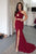 Two Piece Prom Dresses Trumpet Mermaid Sleeveless Burgundy Long Slit Cheap Prom Dress  OHC221 | Cathyprom