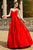 A-Line Jewel Sweep Train Red Satin Sleeveless Prom Dress with Beading Z10