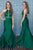 Mermaid Halter Sleeveless Sweep Train Backless Green Prom Dress with Lace Beading P84 | Cathyprom