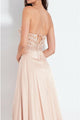A-Line Spaghetti Straps Long Peach Prom Dress with Beading Split D1