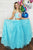 Two Piece Straps Sweep Train Blue Lace Prom Dress with Beading Embroidery C2
