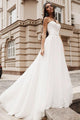 A-Line Sweetheart Sweep Train Tulle Wedding Dress with Appliques Beading OHD036 | Cathyprom