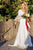 A-Line V-Neck Backless 3/4 Sleeves Satin Wedding Dress with Lace OHD042 | Cathyprom