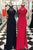 Special Round Neck Open Back Split Front Red/Black Sheath Prom Dress with Beading Lace LPD50 | Cathyprom