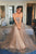 A-Line Straps Floor-Length Light Champagne Prom Evening Dress with Sequins OHC034 | Cathyprom