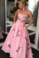 A-Line Sweetheart Pink Long Prom Dress With Embroidery Pockets LPD78 | Cathyprom