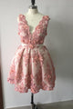 Chic Homecoming Dress A Line V Neck Appliques Flower Sleeveless Tulle Short Prom Dress Party Dress OHM114 | Cathyprom