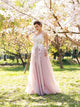 A-line Scoop Neck Floor Length Sleeveless Long Tulle Prom Dresses/Evening Dress With Appliques OHC287 | Cathyprom