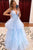 Stunning A-line V-neck Sleeveless Criss-Cross Straps Tiered Long Tulle Prom Dresses OHC178 | Cathyprom