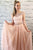 Chic Two Piece Round Neck Cap Sleeves Backless Prom Dress with Lace Beading OHC181 | Cathyprom