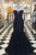 Mermaid Jewel Illusion Back Sweep Train Tiered Black Prom Dress with Beading P94 | Cathyprom