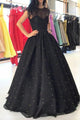 Sparkly Ball Gown Floor Length Black Sleeveless Long Tulle Prom Dresses OHC184 | Cathyprom