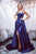 Elegant A Line Halter Sleeveless Side Slit Long Royal Blue Satin Prom Dress Evening Dress OHC345 | Cathyprom