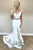 Two Piece Mermaid Off-the-Shoulder Sweep Train White Lace Prom Dress with Embroidery L31