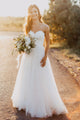 Sexy Simple Sweetheart Floor Length Sleeveless Tulle Wedding Dresses with Lace OHD124 | Cathyprom