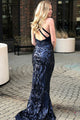 Memraid Jewel Sweep Train Keyhole Sequined Open Back Prom Dress C9