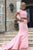 Modern Jewel Open Back Sweep Train Pink Two Piece Mermaid Prom Dress with Pearls LPD42 | Cathyprom