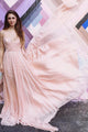 A-Line Spaghetti Straps Pink Beach Wedding Dress with Ruched OHD057 | Cathyprom