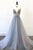 Sparkly A Line Spaghetti Straps Sweep Train Sleeveless Tulle Long Grey Prom Dress Evening Dress OHC110 | Cathyprom