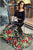 Two Piece Mermaid Off-the-Shoulder Long Sleeves Black Printed Prom Dress LPD22