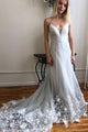 Gorgeous A Line Spaghetti Straps White Wedding Dresses with Appliques OHD107 | Cathyprom