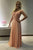 A-line Crew Neck Illusion Back Sweep Train Peach Prom Dress with Lace Beading LPD36 | Cathyprom
