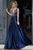 Sexy A-line V-neck Sweep Train Sleeveless Rhinestone Long Satin Prom Dress OHC195 | Cathyprom