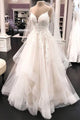 Gorgeous A Line Spaghetti Straps White Wedding Dresses with Appliques OHD097 | Cathyprom