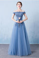 Beautiful A-line Off-the-shoulder Floor Length Sleeveless Long Tulle  Prom Dress/Evening Dress OHC135 | Cathyprom