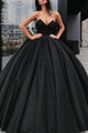 Sexy Ball Gown Sweetheart Floor-length Sleeveless Black Long Organza Prom Dress Evening Dress OHC193 | Cathyprom