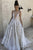 A-Line Deep V-Neck Sweep Train Ivory Tulle Prom Dress with Appliques Z32