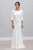 Sheath Bateau Backless 3/4 Sleeves Sweep Train Beach Wedding Dress OHD054 | Cathyprom