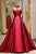 A Line High Neck Sweep Train Long Sleeves Burgundy Beading Long Satin Prom Dress Evening Dress  OHC123 | Cathyprom