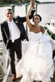 A-Line Sweetheart Sweep Train White Chiffon Wedding Dress OHD086 | Cathyprom