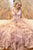 A Line Straps Deep V Neck Sleeveless Lace Appliques Long Tulle Pink Prom Dress OHC238