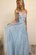 2020 Prom Dress Blue Tulle A-Line V-Neck Floor Length With Appliques LPD6