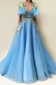 Beautiful Prom Dresses A Line Floor-length Sleeveless Pockets Embroidery Long Chic Tulle Prom Dress  OHC242 | Cathyprom