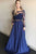 Sparkly Navy Blue Lace Long Sleeve A Line Formal Prom Dress Two Pieces Evening Dress OHC369 | Cathyprom