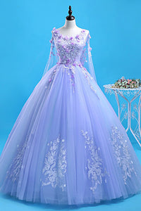 Unique Customize Long Lavender Tulle A Line Halter Formal Dress Prom Dress P2