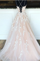 Long Spaghetti Strap Floor Length Sleeveless Criss-cross Tulle Lace Cute Pink Prom Dress 2020 LPD8